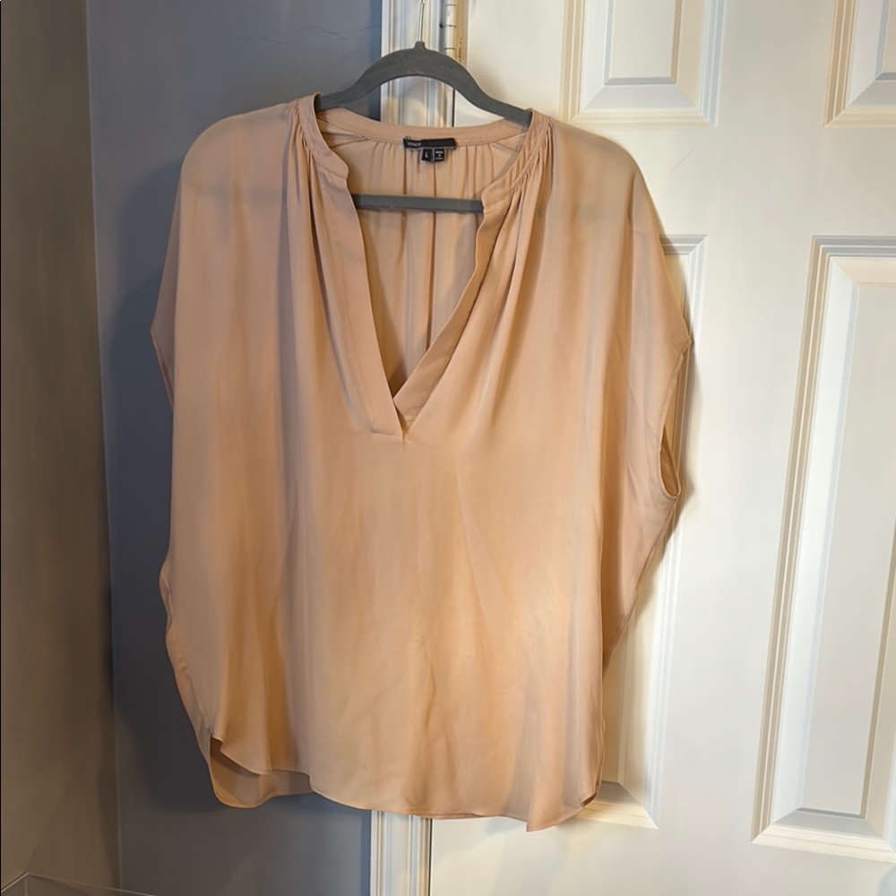 Vince Cream Blouse with Dolman Sleeves and V-neck